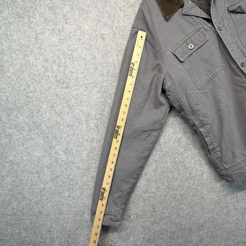 Woolrich Jacket Mens XL Gray Sherpa Lined Cotton Coat Corduroy Collar